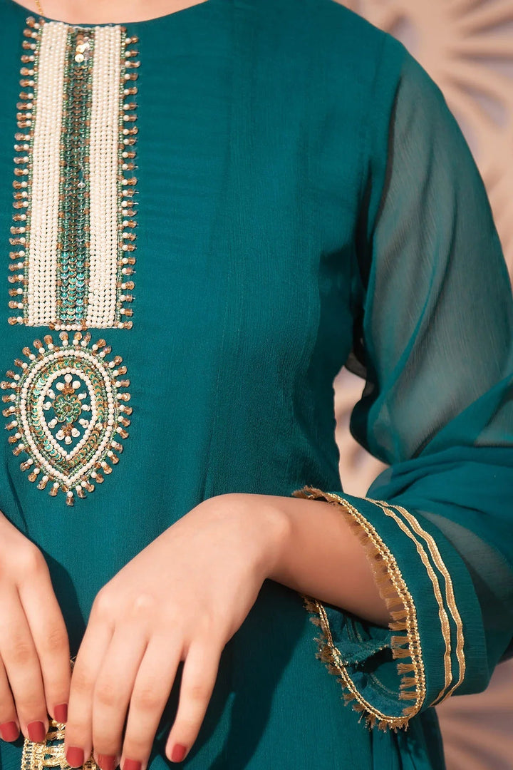 Ochre RTW Embroidered Girls 3 Piece Chiffon Hand Adda Work AC-74 - Summer Collection