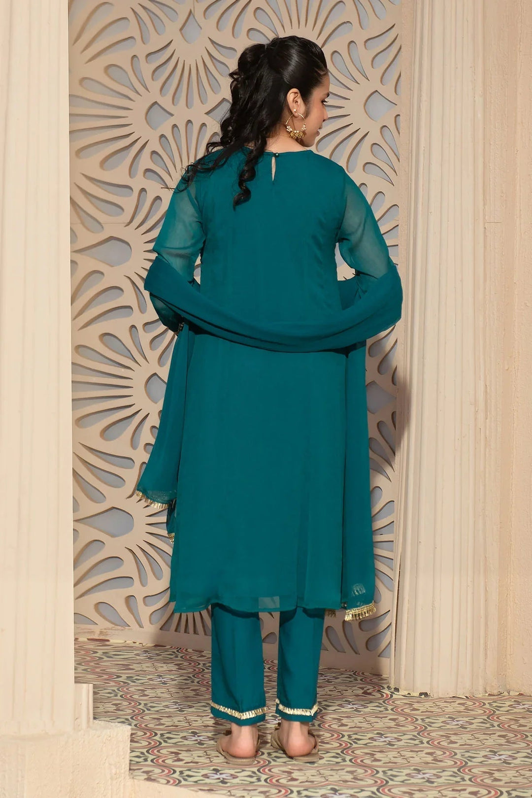 Ochre RTW Embroidered Girls 3 Piece Chiffon Hand Adda Work AC-74 - Summer Collection