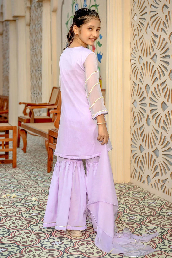 Ochre RTW Embroidered Girls 3 Piece Chiffon Hand Adda Work AC-73 - Summer Collection