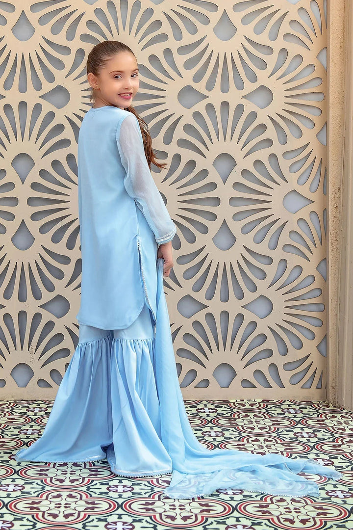 Ochre RTW Embroidered Girls 3 Piece Chiffon Hand Adda Work AC-72 - Summer Collection