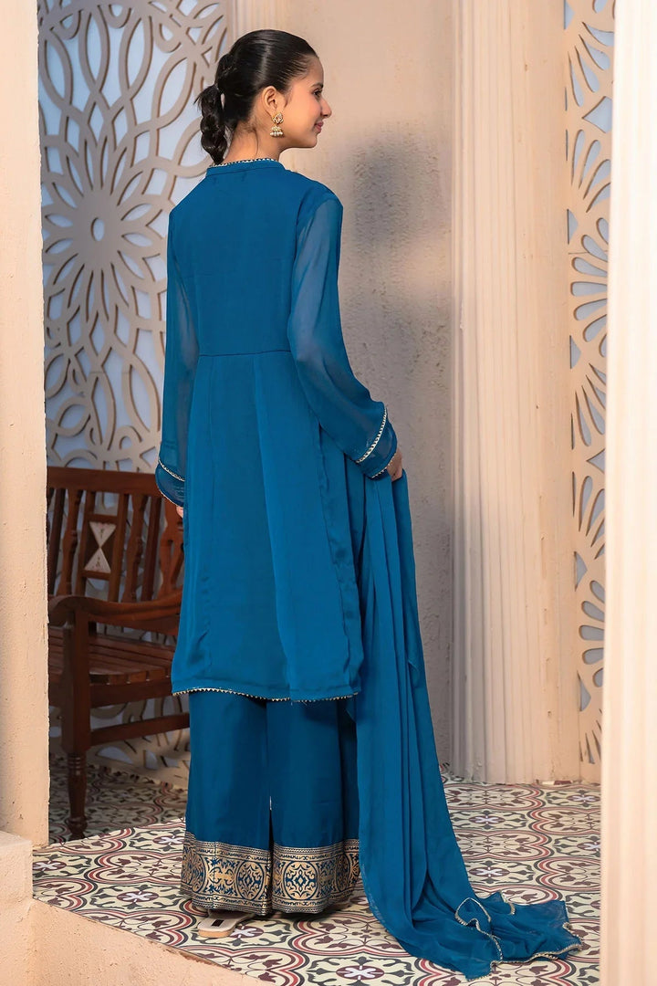 Ochre Girls Pret  Chiffon Hand Adda Work 3 Piece Suit AC-70 - Summer Collection