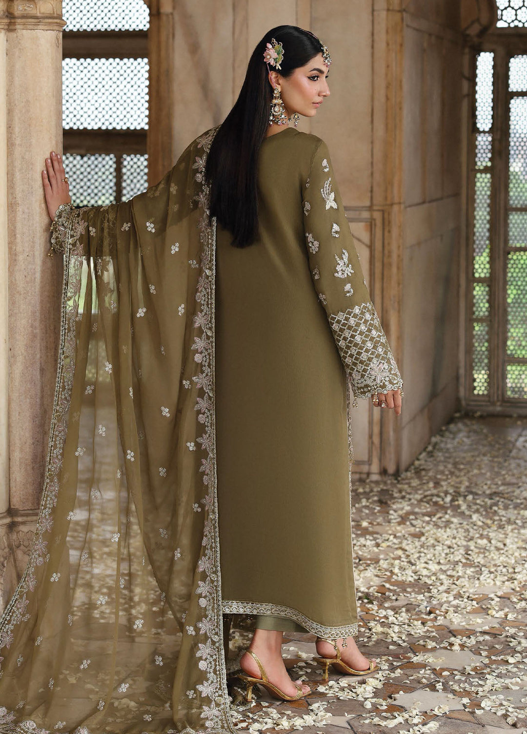 Romansiyyah by Emaan Adeel Embroidered Chiffon Suits Unstitched 3 Piece EA25RLF Olivea - Formals Collection