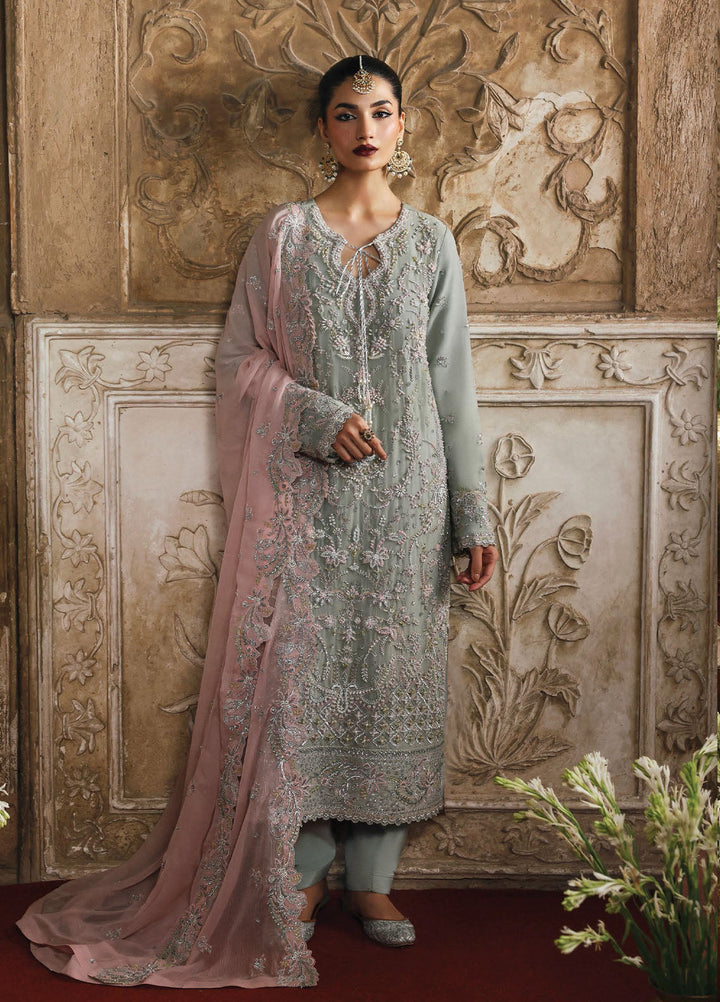 Romansiyyah by Emaan Adeel Embroidered Chiffon Suits Unstitched 3 Piece EA25RLF Маhраri - Formals Collection