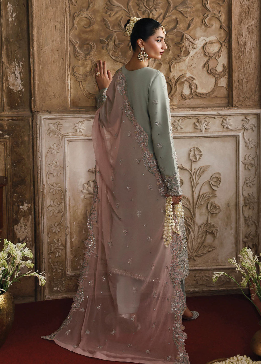 Romansiyyah by Eman Adeel Embroidered Chiffon Suits Unstitched 3 Piece EA25RLF Маhраri - Formals Collection