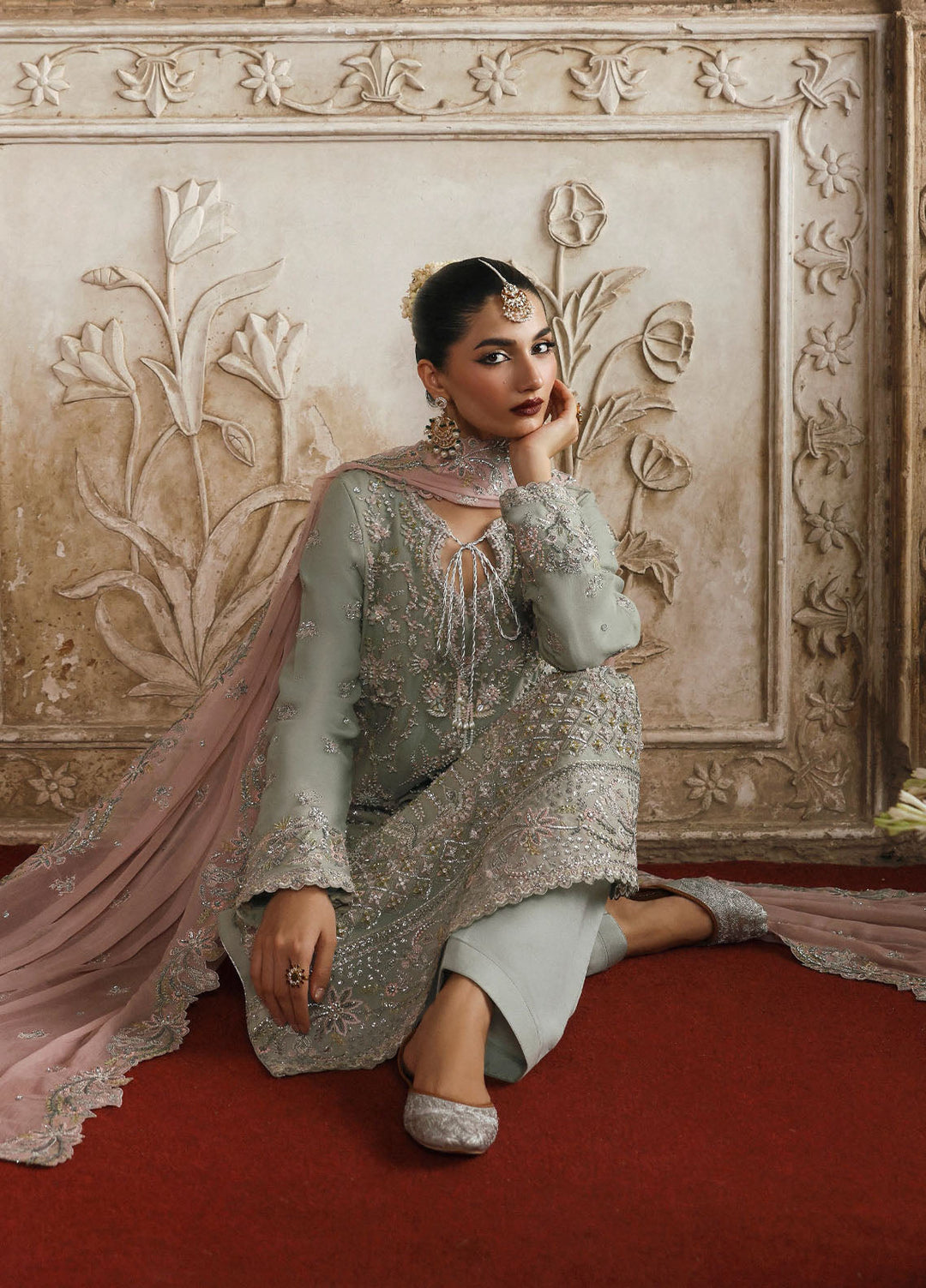 Romansiyyah by Emaan Adeel Embroidered Chiffon Suits Unstitched 3 Piece EA25RLF Маhраri - Formals Collection