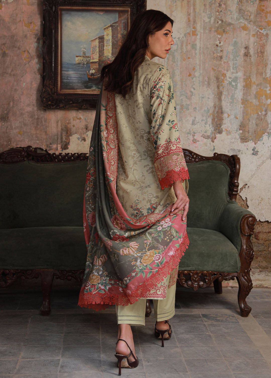 Sahar Embroidered Cotton Viscose Suits Unstitched 3 Piece SHR25FU AW1-25-17 Rose Dust - Winter Collection
