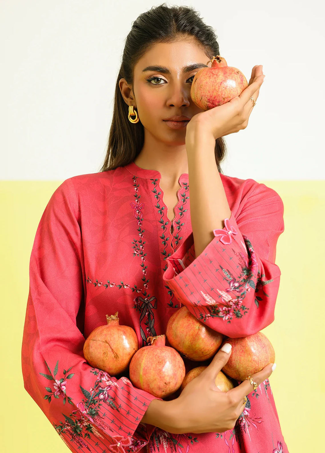 Elara by Sahar Embroidered Marina Twill Suits Unstitched 2 Piece SHR25EP Rosewater Bloom - Winter Collection