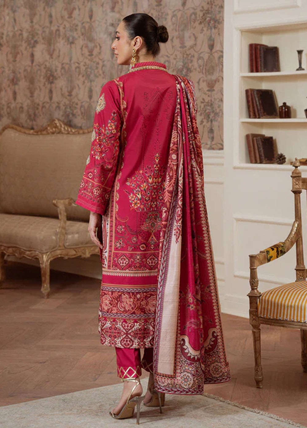 Veloure by Gulaal Embroidered Silk Suits Unstitched 3 Piece GL25VU GS - 01 Rosewood Majesty - Festive Collection
