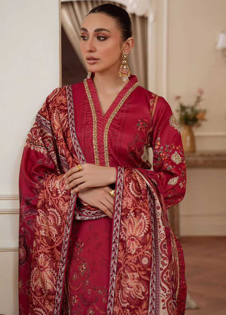 Veloure by Gulaal Embroidered Silk Suits Unstitched 3 Piece GL25VU GS - 01 Rosewood Majesty - Festive Collection
