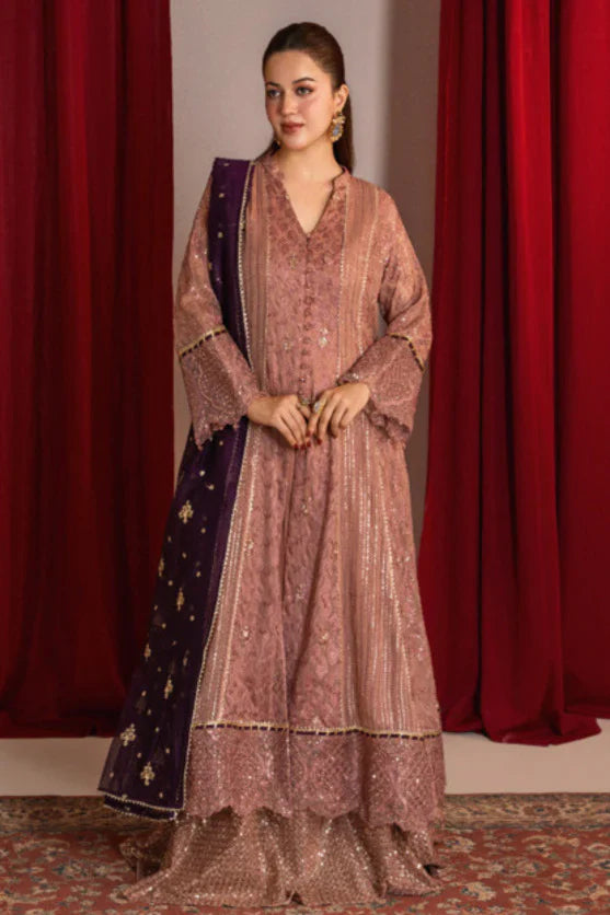 Zaaviay Rosy Mauve Chiffon Suits Pret 3 Piece Festive Collection