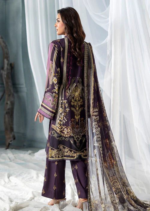 Meerak Women Embroidered Linen Royal Plum - Winter Collection