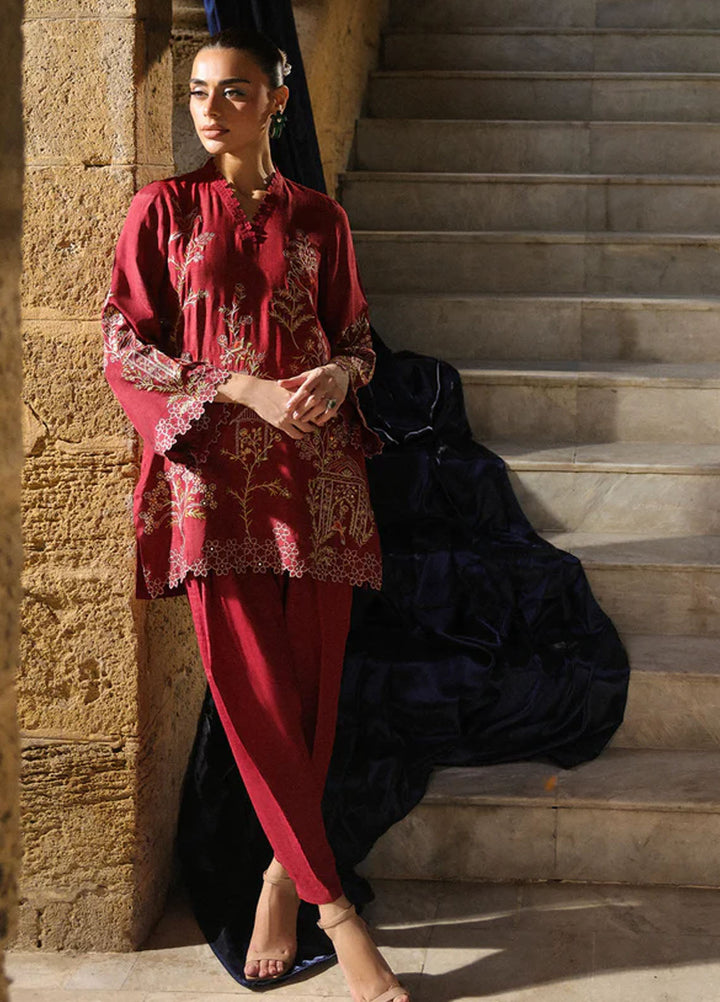 Luxe by Sahar Pret Embroidered Raw Silk 2 Piece Ruby Radiance