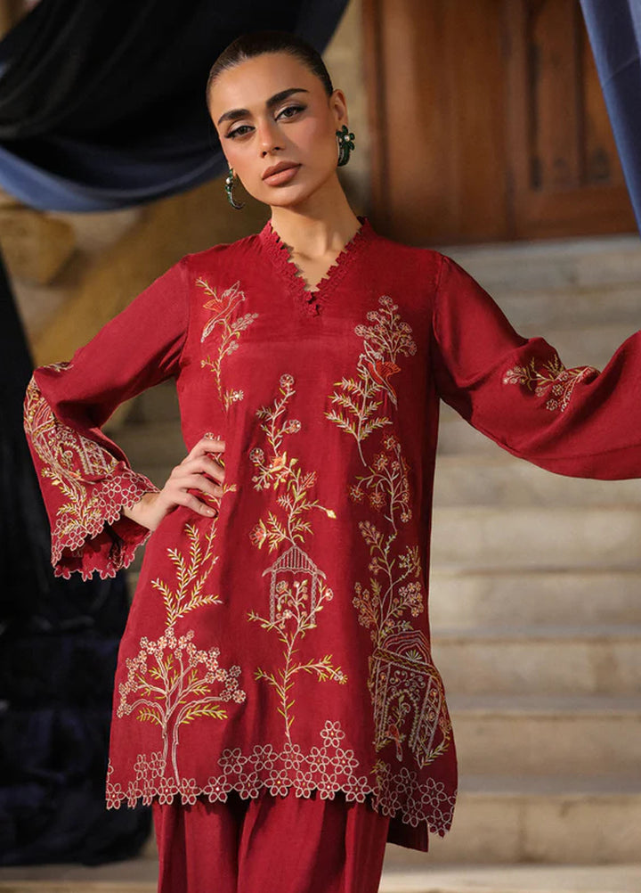 Luxe by Sahar Pret Embroidered Raw Silk 2 Piece Ruby Radiance