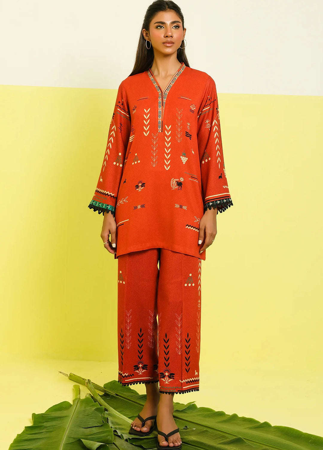 Elara by Sahar Embroidered Marina Twill Suits Unstitched 2 Piece SHR25EP Rustic Aztec - Winter Collection