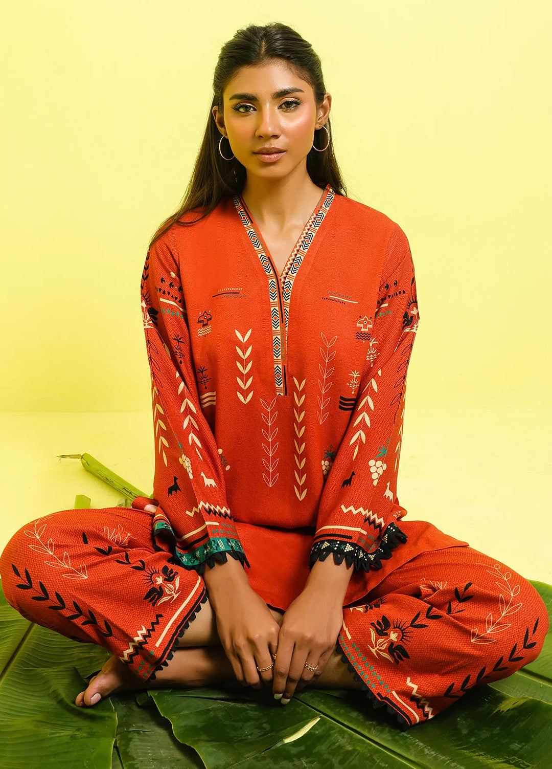 Elara by Sahar Embroidered Marina Twill Suits Unstitched 2 Piece SHR25EP Rustic Aztec - Winter Collection