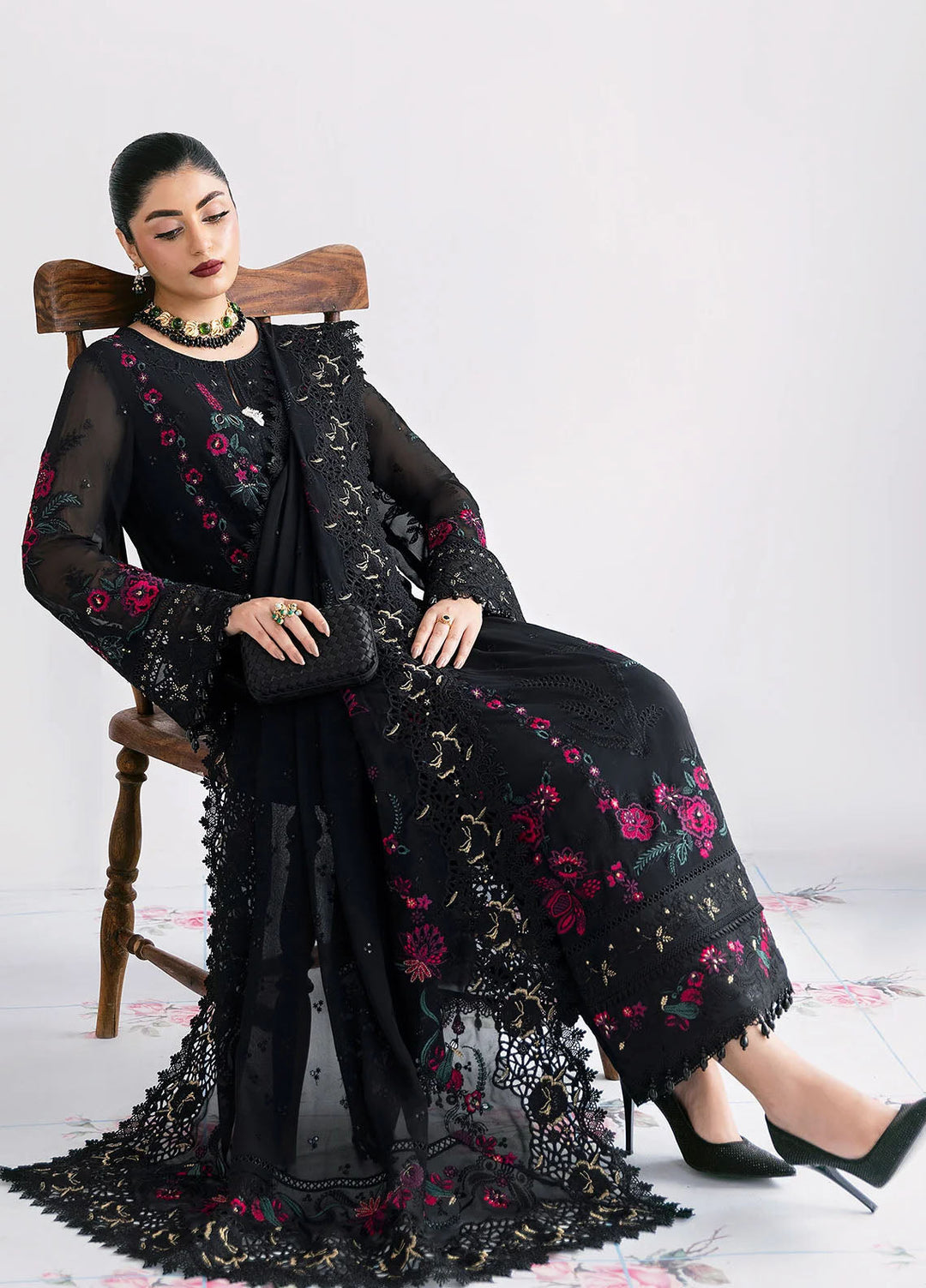 Luxe Serene by Imrozia Premium Pret Embroidered Georgette 3 Piece Suit S-1095 Onyx