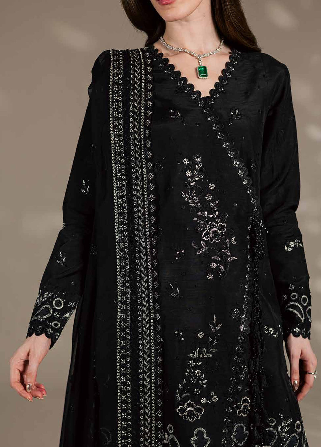 The Silk by Nureh Unstitched Embroidered Premium Silk 3 Piece Suit NU26USF S-37 - Festive Collection