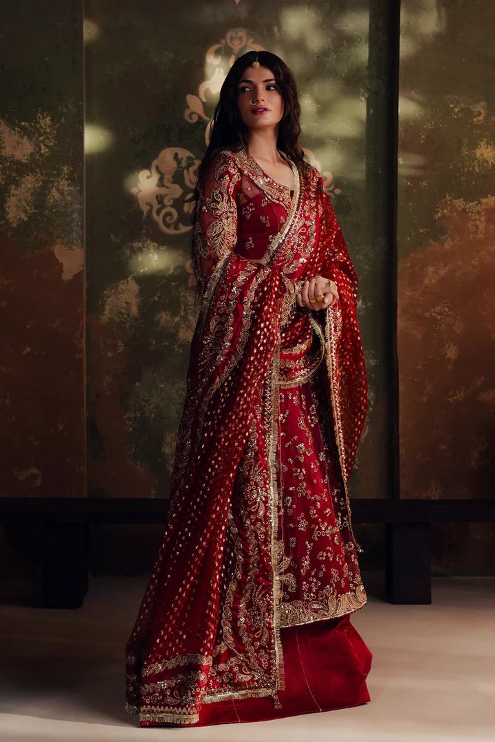 Jahan Ara by Zarposh Unstitched Embroidered Organza 3 Piece Suit ZP26UWJ SITARA - Wedding Collection