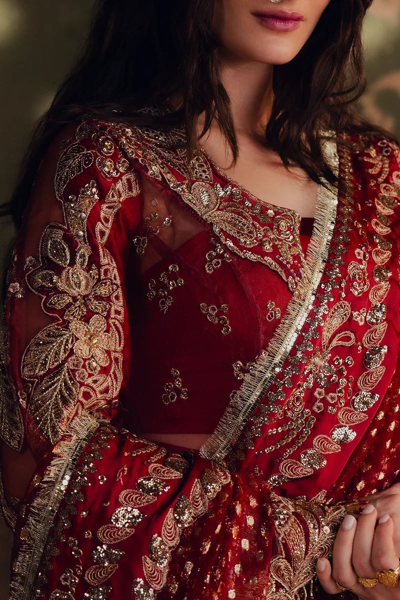 Jahan Ara by Zarposh Unstitched Embroidered Organza 3 Piece Suit ZP26UWJ SITARA - Wedding Collection
