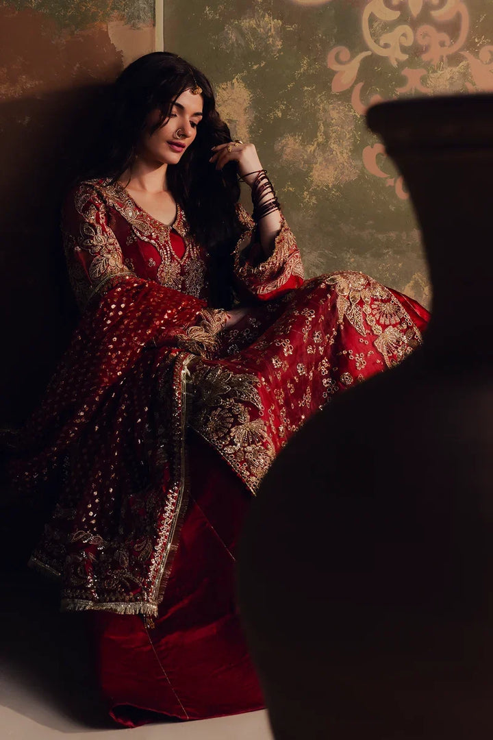 Jahan Ara by Zarposh Unstitched Embroidered Organza 3 Piece Suit ZP26UWJ SITARA - Wedding Collection