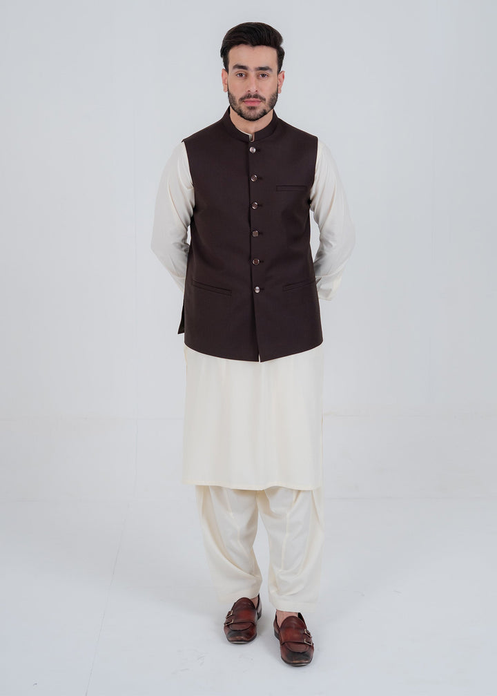 Rangrez by Buraq Mens Waistcoat RTW Solids Suiting 1 Piece BRQ 187 Casual Collection