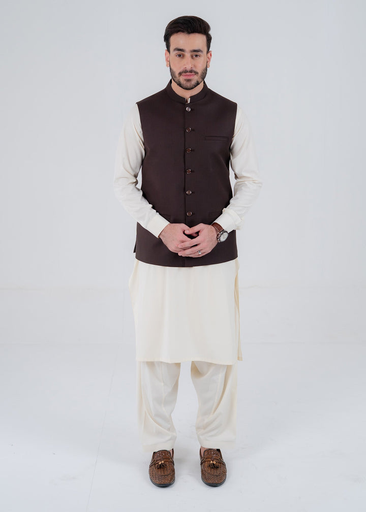 Rangrez by Buraq Mens Waistcoat RTW Solids Suiting 1 Piece BRQ 195 Casual Collection