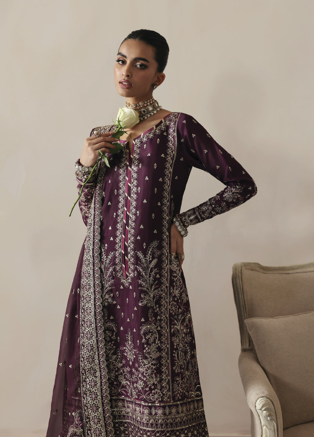 Serica by Gulaal Unstitched Raw Silk Embroidered Suits 3 Piece GL25URC D-SD11 Zarane - Winter Collection