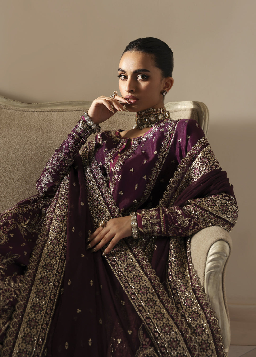 Serica by Gulaal Unstitched Raw Silk Embroidered Suits 3 Piece GL25URC D-SD11 Zarane - Winter Collection