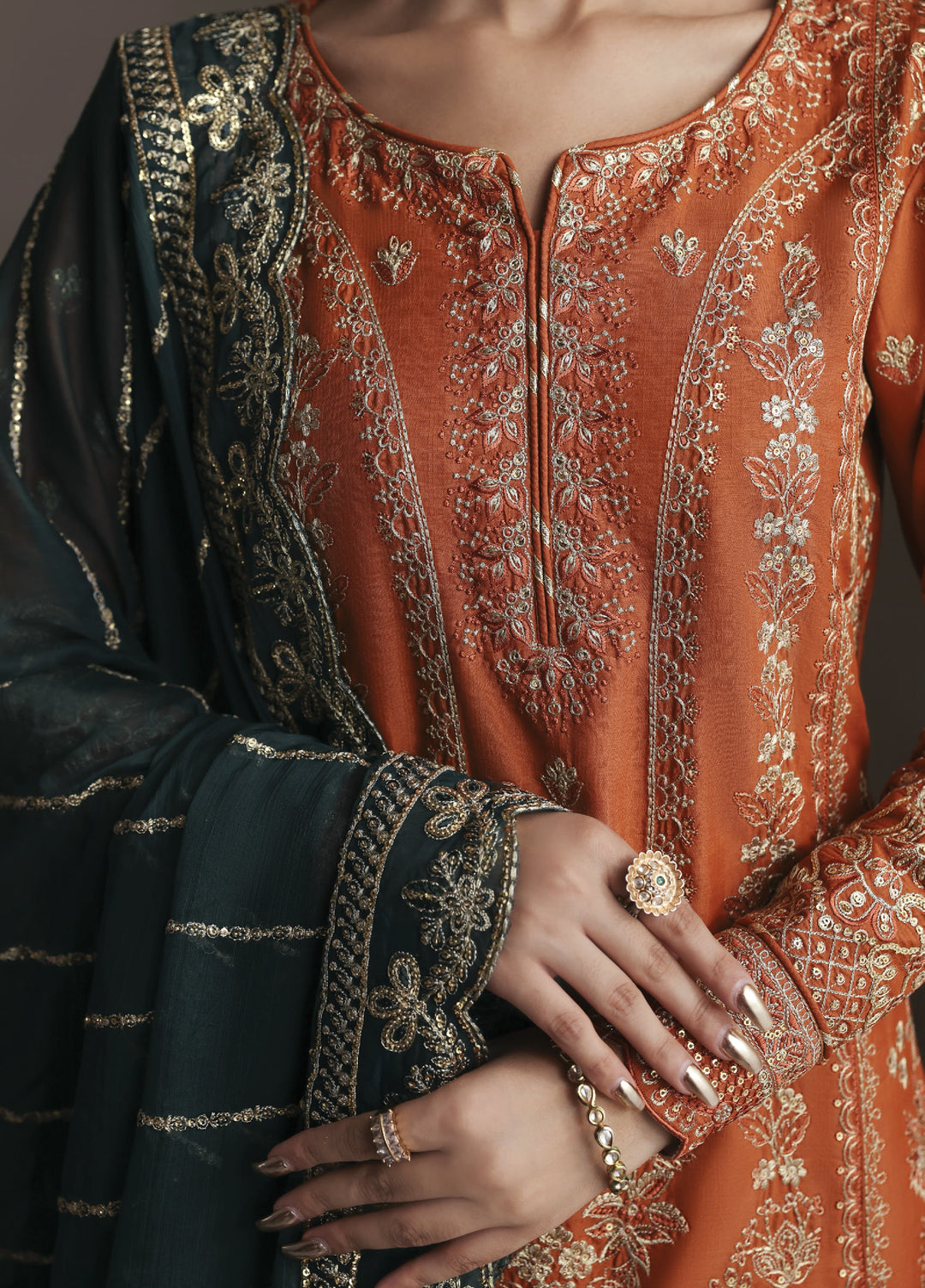 Serica by Gulaal Unstitched Raw Silk Embroidered Suits 3 Piece GL25URC D-SD13 Clora - Festive Collection