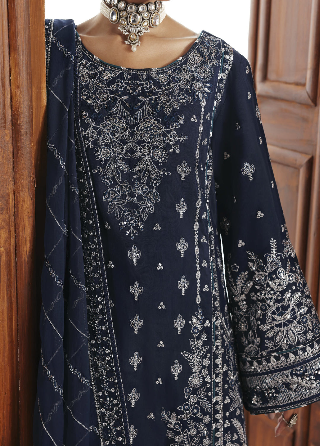 Serica by Gulaal Unstitched Raw Silk Embroidered Suits 3 Piece GL25URC D-SD14 Saphira - Winter Collection