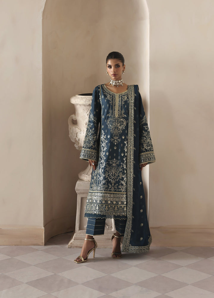 Serica by Gulaal Unstitched Raw Silk Embroidered Suits 3 Piece GL25URC D-SD15 Aeris - Winter Collection