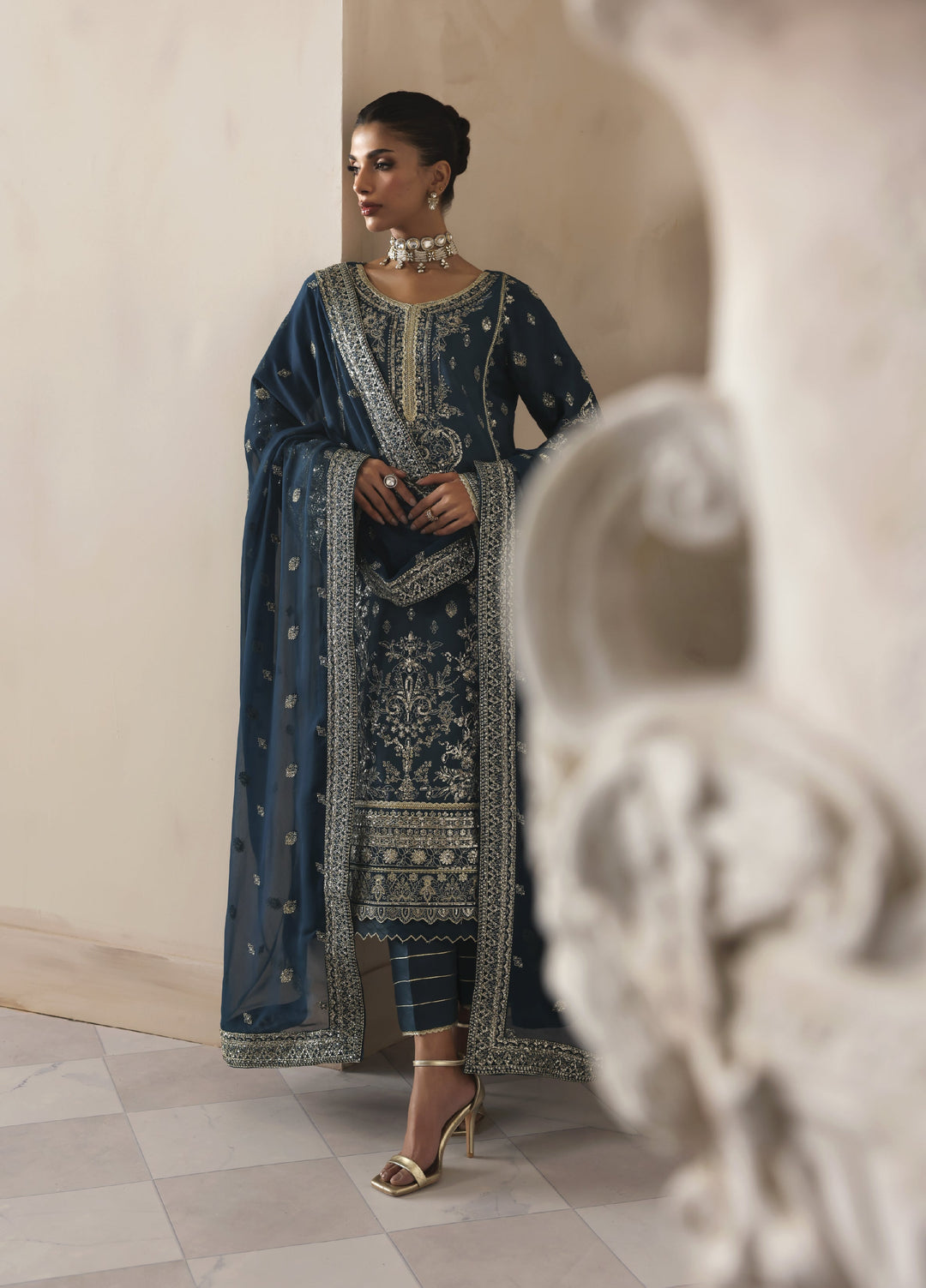 Serica by Gulaal Unstitched Raw Silk Embroidered Suits 3 Piece GL25URC D-SD15 Aeris - Winter Collection