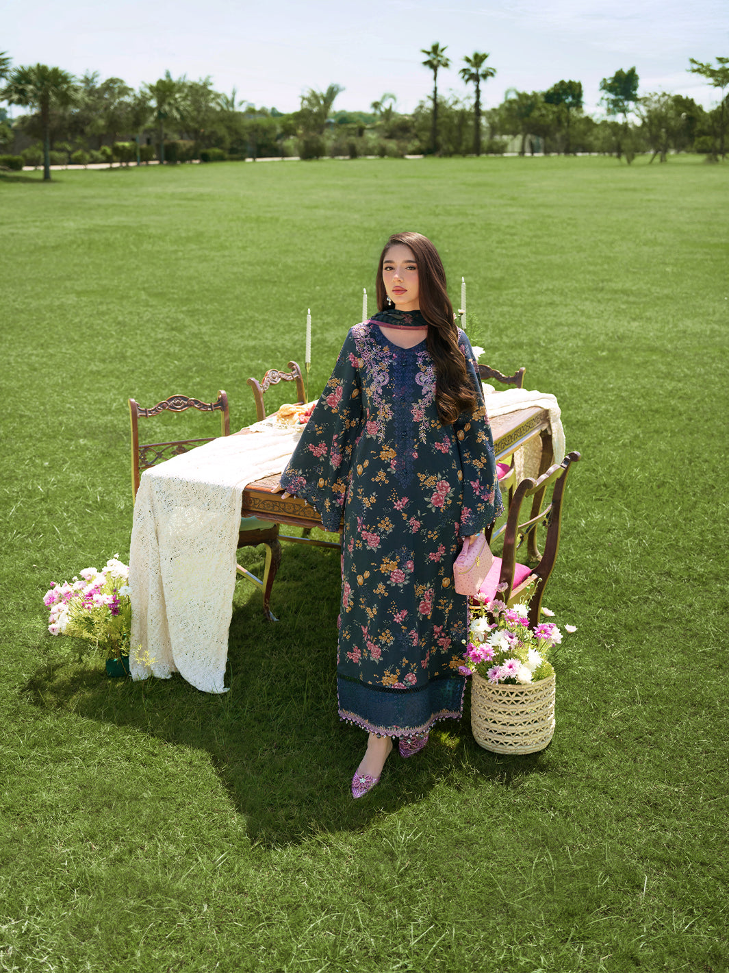 Sunset Muse by Izel Unstitched Embroidered Lawn 3 Piece Suit Skydust - Eid Collection