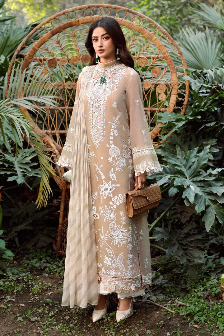 Sable Vogue Luxury Formals Unstitched Embroidered Swiss Voile 4 Piece Suit SL-01-26-V1 - Festive Collecion