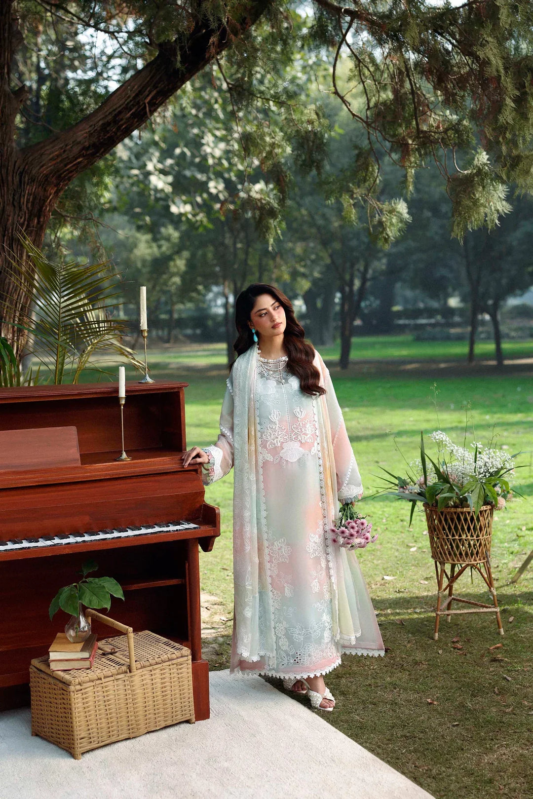 Sable Vogue Luxury Formals Unstitched Embroidered Swiss Voile 4 Piece Suit SL-04-26-V1 - Festive Collecion