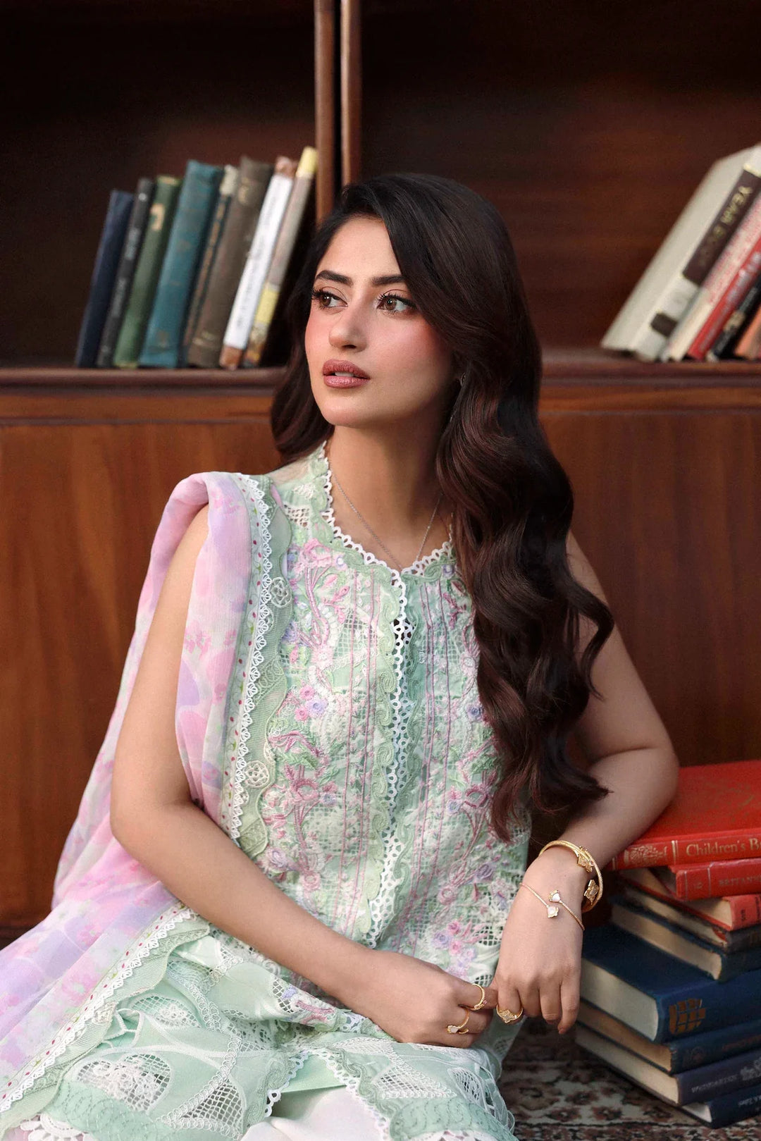 Sable Vogue Luxury Formals Unstitched Embroidered Swiss Voile 4 Piece Suit SL-06-26-V1 - Festive Collecion