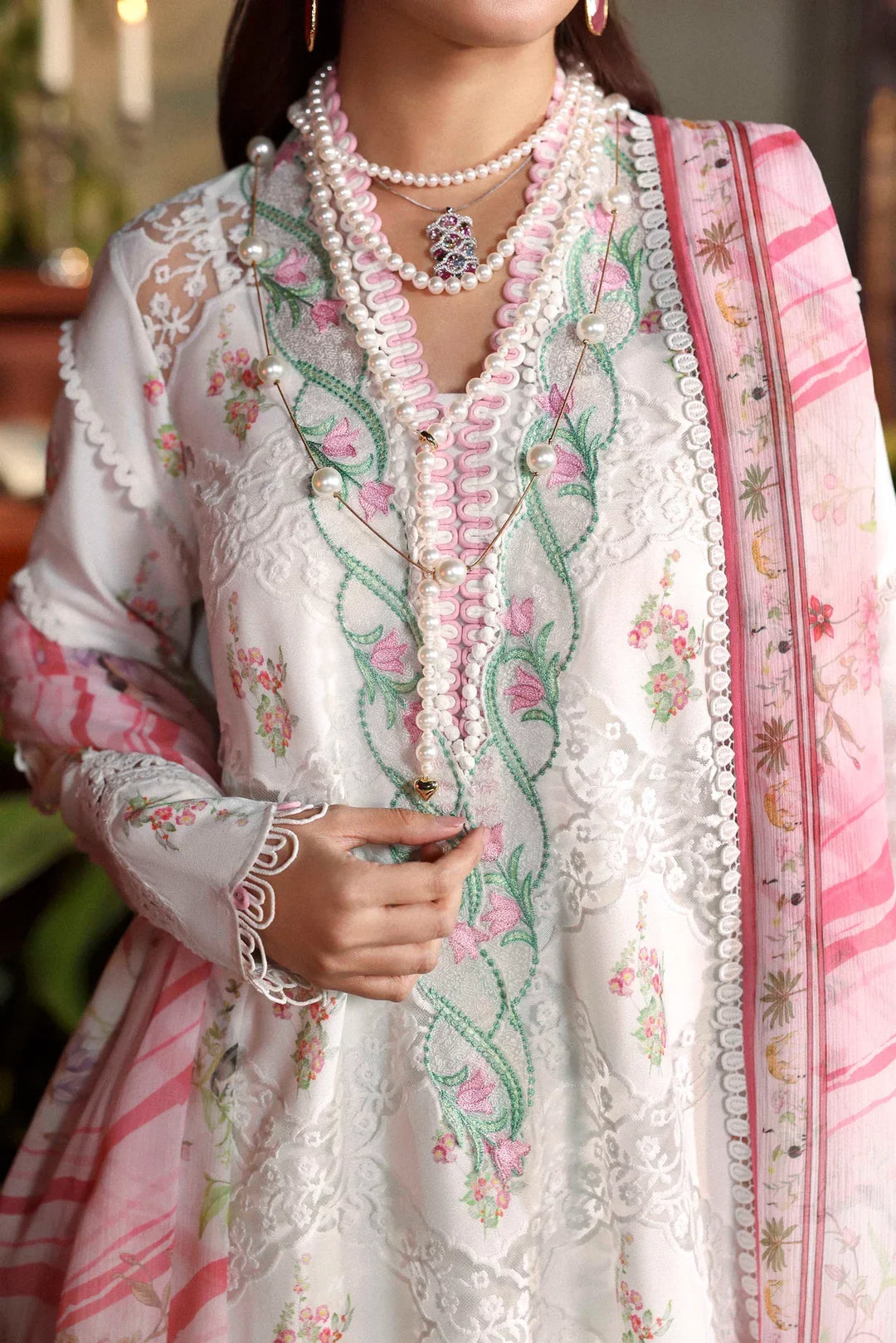 Sable Vogue Luxury Formals Unstitched Embroidered Swiss Voile 4 Piece Suit SL-07-26-V1 - Festive Collecion