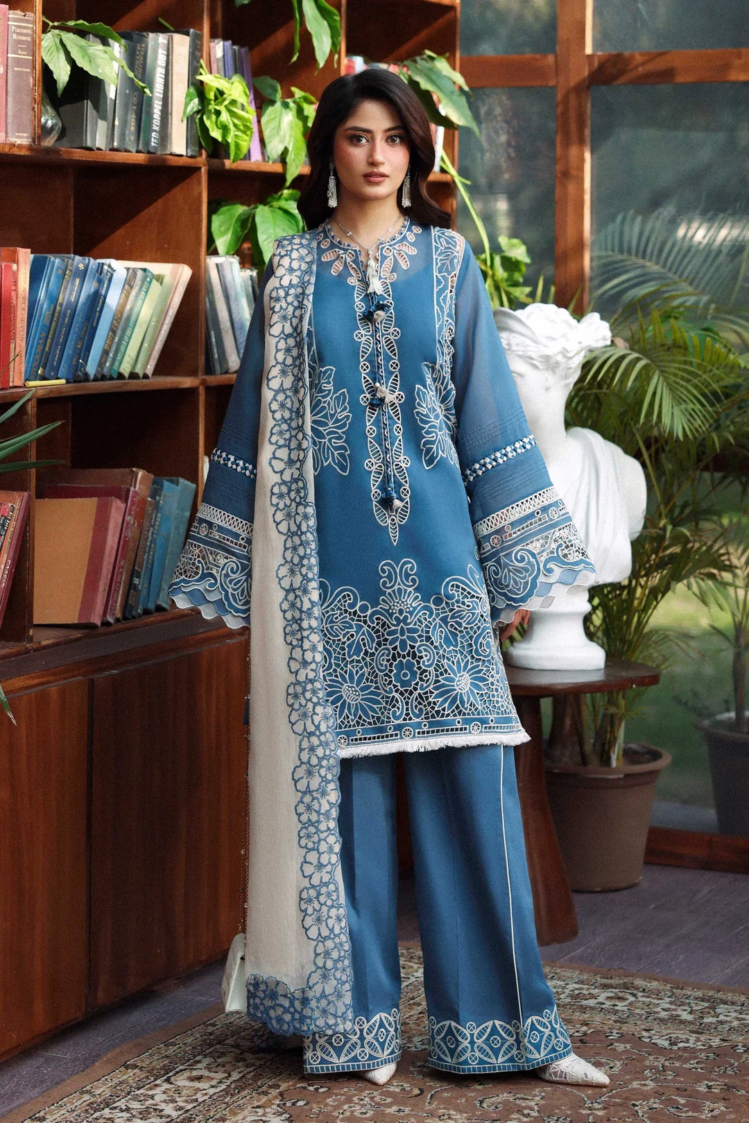 Sable Vogue Luxury Formals Unstitched Embroidered Swiss Voile 4 Piece Suit SL-10-26-V1 - Festive Collecion