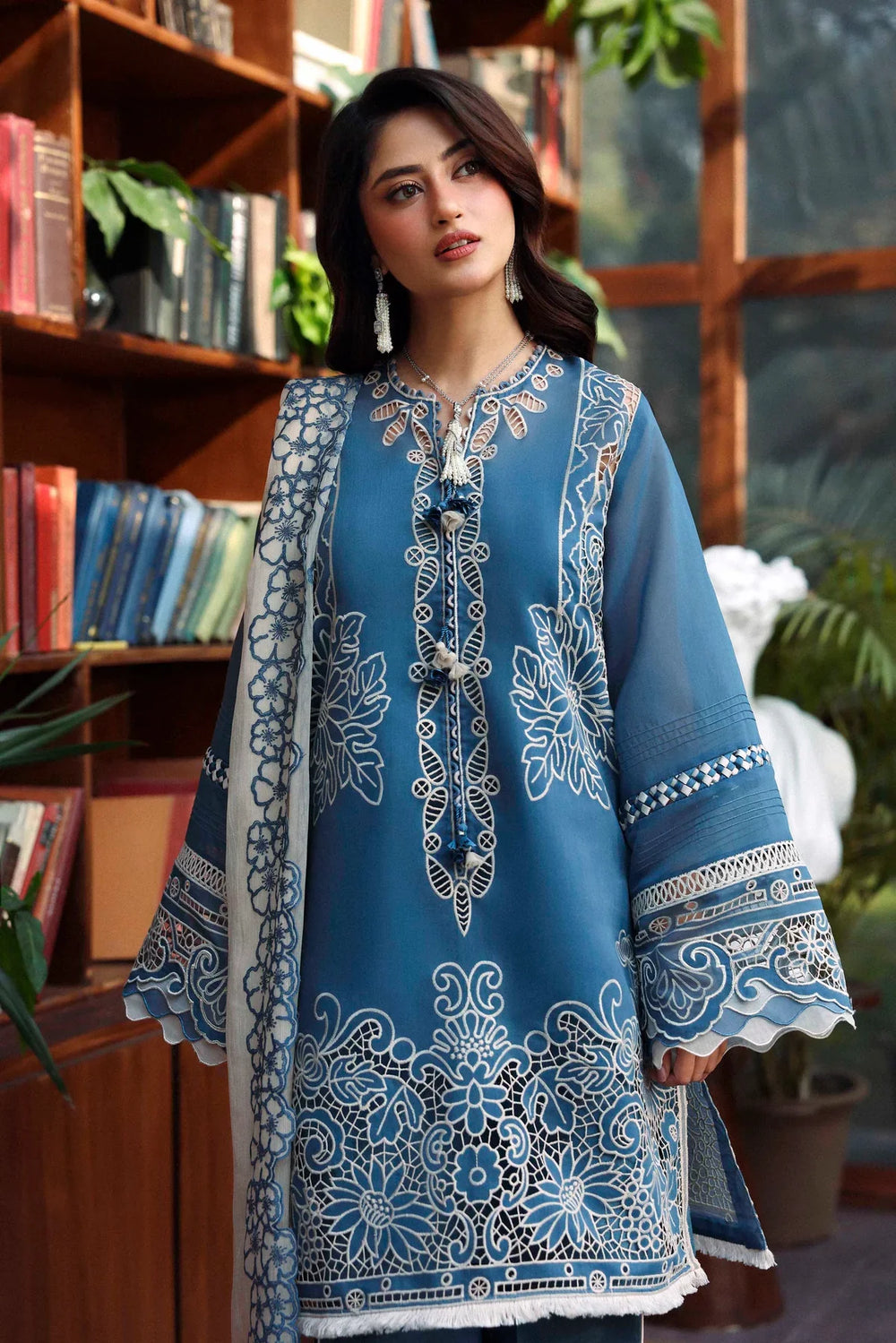 Sable Vogue Luxury Formals Unstitched Embroidered Swiss Voile 4 Piece Suit SL-10-26-V1 - Festive Collecion