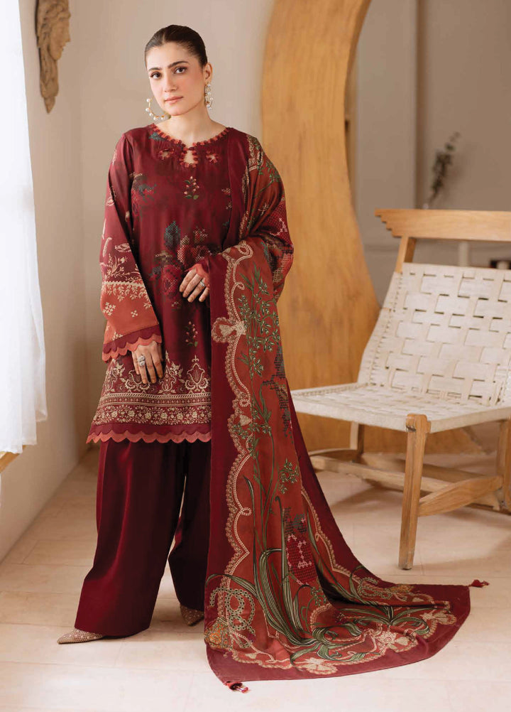 Signature Prints by Nureh Unstitched Printed Marina with wool shawl Suits 3 Piece NU25PW SP-179 - Winter Collection