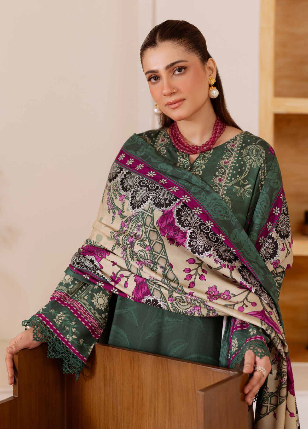 Signature Prints by Nureh Unstitched Printed Marina with wool shawl Suits 3 Piece NU25PW SP-180 - Winter Collection