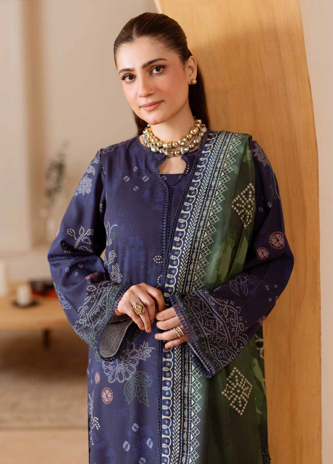 Signature Prints by Nureh Unstitched Printed Marina with wool shawl Suits 3 Piece NU25PW SP-181 - Winter Collection