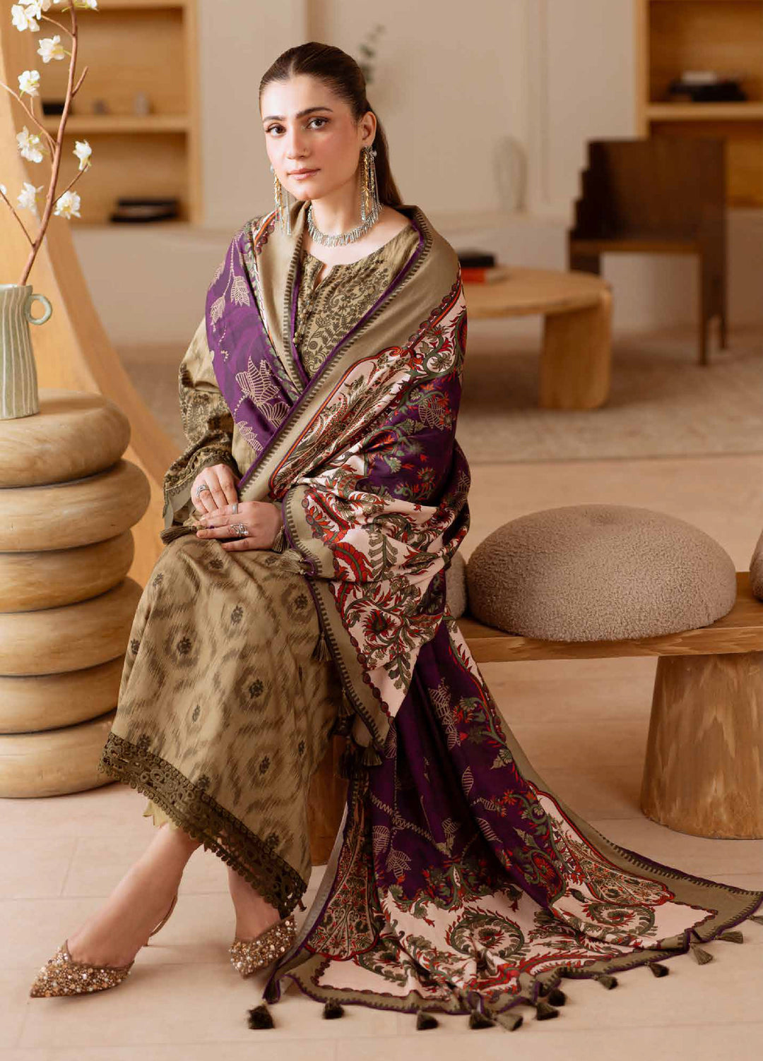 Signature Prints by Nureh Unstitched Printed Marina with wool shawl Suits 3 Piece NU25PW SP-184 - Winter Collection