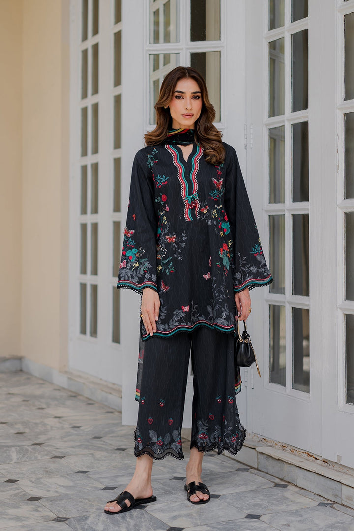 Nura by Sahar RTW Embroidered Cambric Co-Ord Sets Suit Black Forest Casual Collection