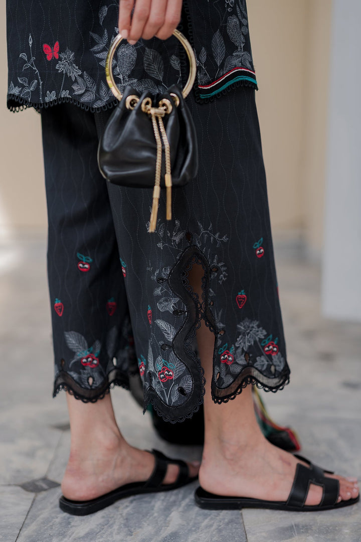 Nura by Sahar RTW Embroidered Cambric Co-Ord Sets Suit Black Forest Casual Collection