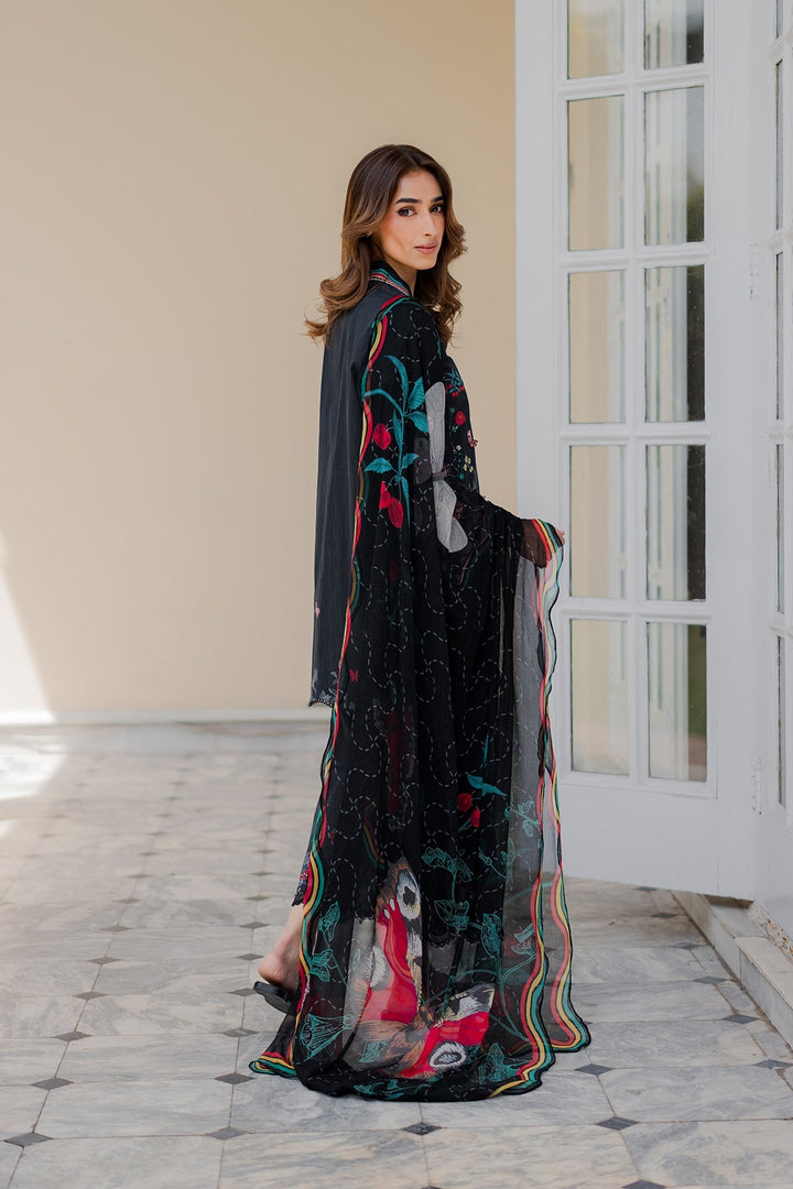 Nura by Sahar RTW Embroidered Cambric Co-Ord Sets Suit Black Forest Casual Collection