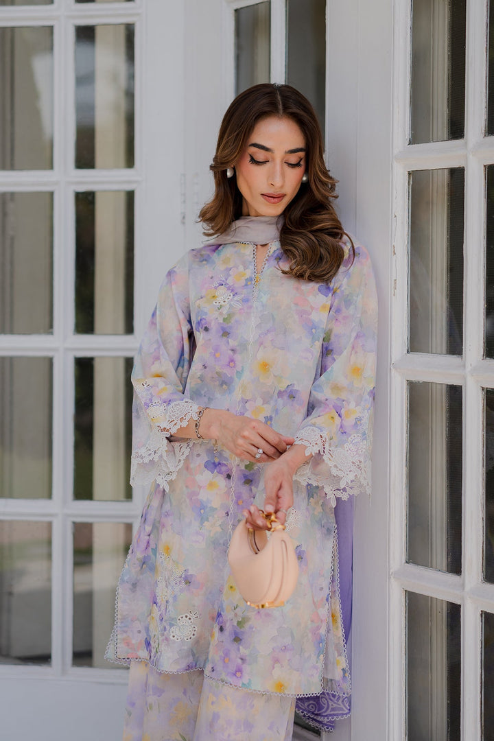 Nura by Sahar RTW Embroidered Cambric Co-Ord Sets Suit Ube Eclair Casual Collection