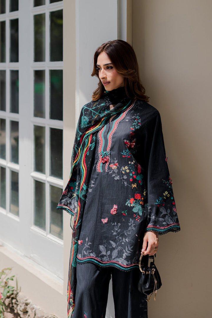 Nura by Sahar RTW Embroidered Cambric Co-Ord Sets Suit Black Forest Casual Collection