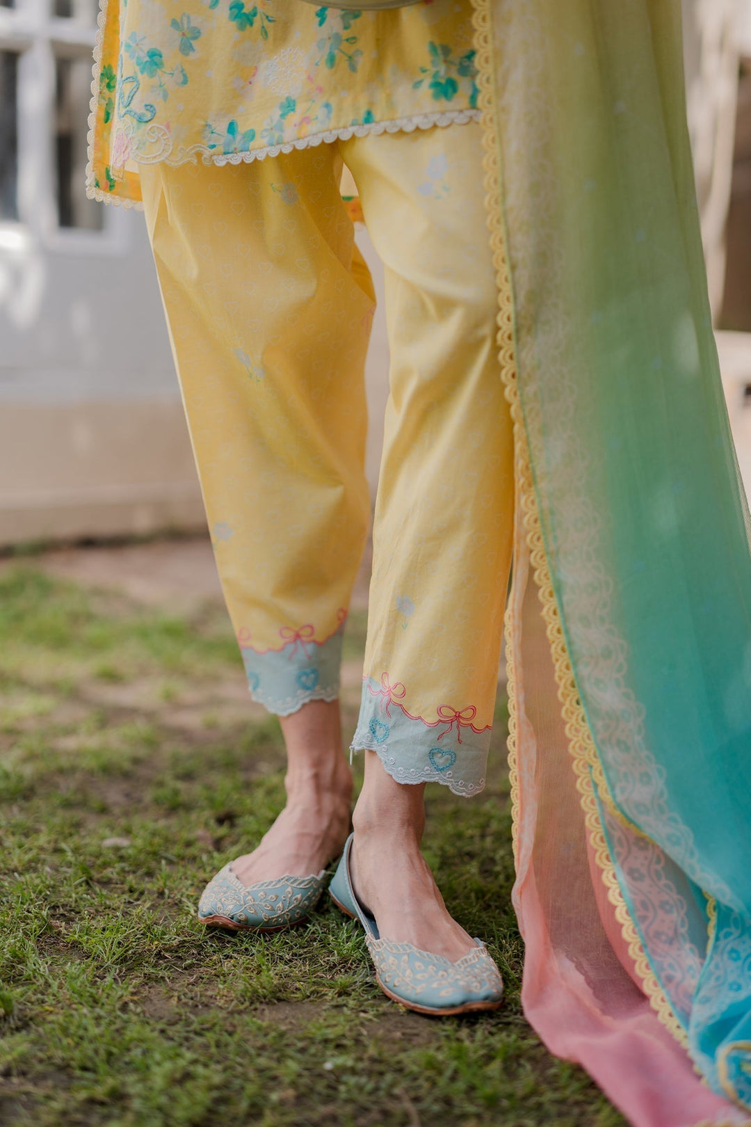 Nura by Sahar RTW Embroidered Cambric Co-Ord Sets Suit Cotton candy Casual Collection