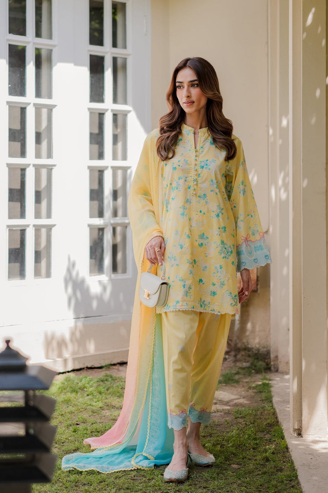 Nura by Sahar RTW Embroidered Cambric Co-Ord Sets Suit Cotton candy Casual Collection